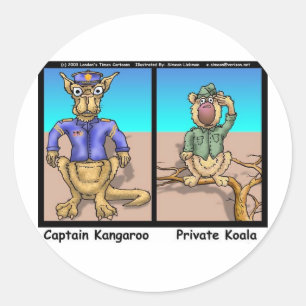 Funny Kangaroos & Koala Funny Cartoon Gifts Tees Classic Round Sticker