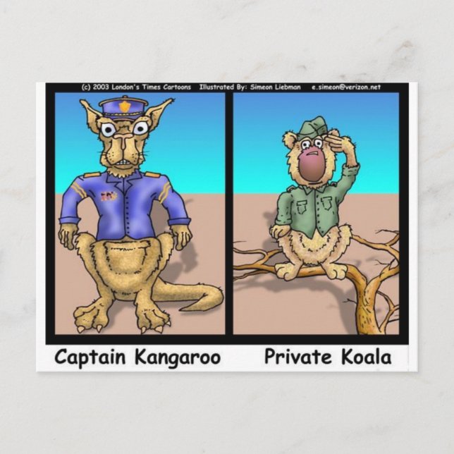 Funny Kangaroos & Koala Funny Cartoon Gifts Tees Postcard (Front)