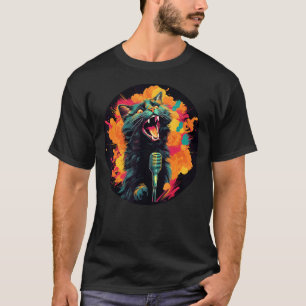 Funny Karaoke Cat Miau for Songwriter and Cats T-Shirt