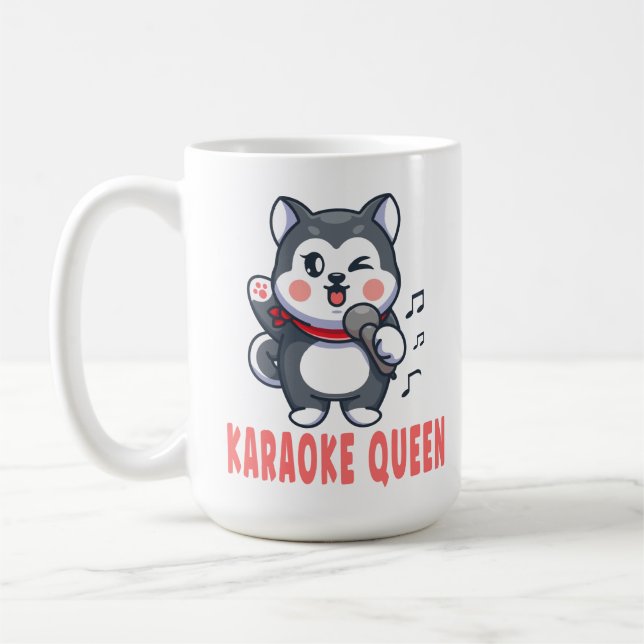 Funny Karaoke Gift Dog Lover Siberian Husky  Trave Coffee Mug (Left)