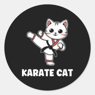Funny Karate Cat Kawaii Girl Women Karate Classic Round Sticker