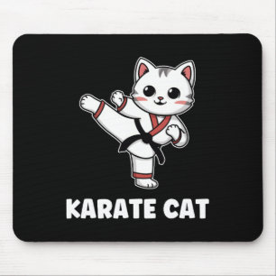 Funny Karate Cat Kawaii Girl Women Karate Mouse Pad