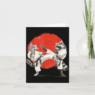 Funny Karate Cat Racoon _ Japanese Martial Arts Card