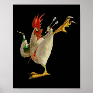 Funny Karate Chicken Action-packed Humour Design Poster