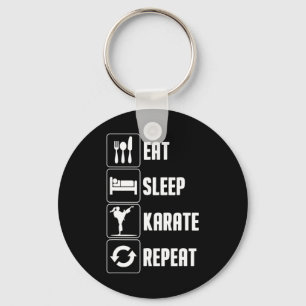 Funny Karate Design For Men Women Eat Sleep Karate Key Ring