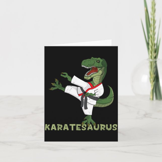 Funny Karate Dinosaur Karatesaurus T-Rex Graphic Card (Front)