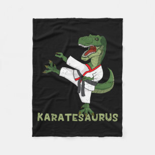 Funny Karate Dinosaur Karatesaurus T-Rex Graphic Fleece Blanket