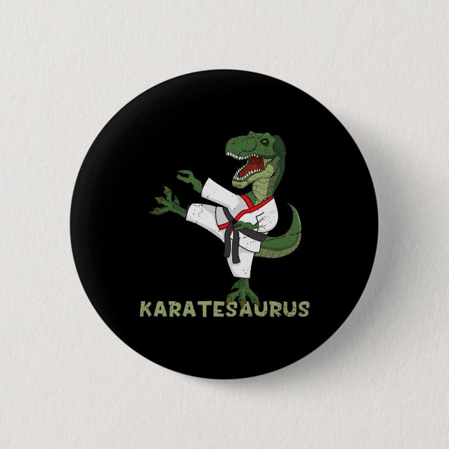 Funny Karate Dinosaur Karatesaurus T-rex Graphic K 6 Cm Round Badge (Front)