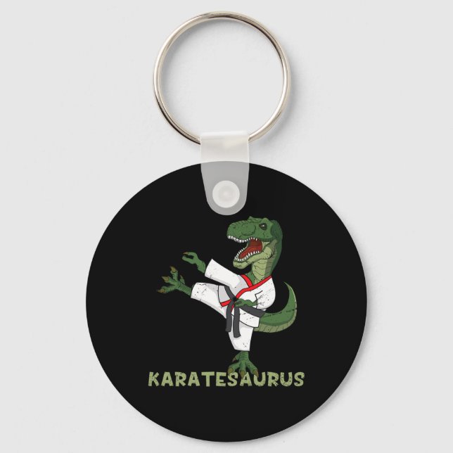 Funny Karate Dinosaur Karatesaurus T-rex Graphic K Key Ring (Front)