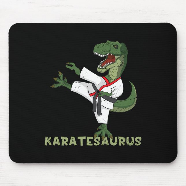 Funny Karate Dinosaur Karatesaurus T-rex Graphic K Mouse Pad (Front)
