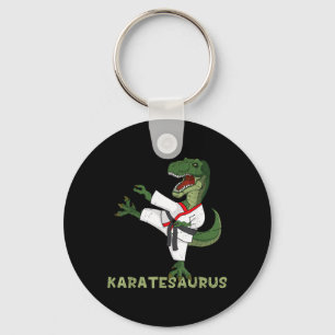 Funny Karate Dinosaur Karatesaurus T-Rex Graphic Key Ring