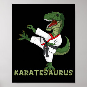 Funny Karate Dinosaur Karatesaurus T-Rex Graphic Poster