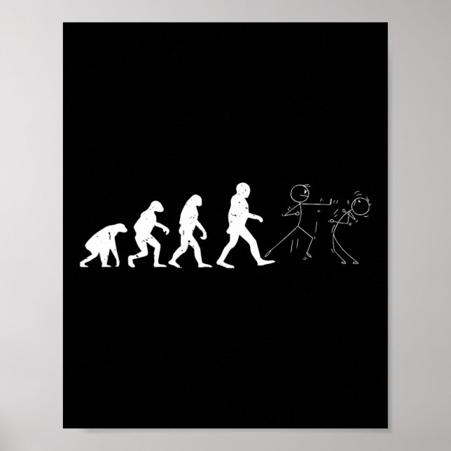 Funny Karate Evolution Karate Stick Figure  Poster (Front)