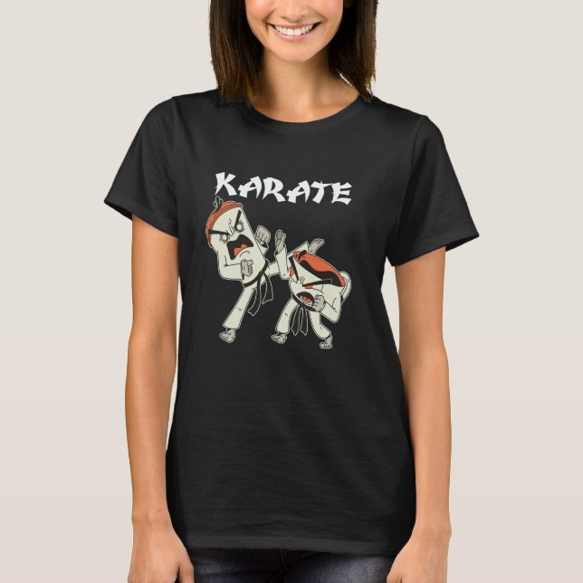 Funny Karate Fighting Tea Cups T-Shirt (Front)