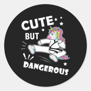 Funny Karate Girl Birthday Gift Shirt Cute But Dan Classic Round Sticker