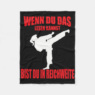 Funny Karate Kickboxing Taekwondo Girl Fleece Blanket
