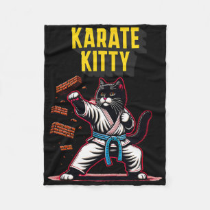 Funny Karate Kitty - Martial Arts Feline Champion  Fleece Blanket