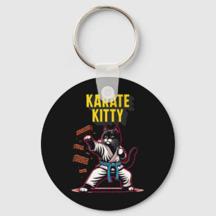 Funny Karate Kitty - Martial Arts Feline Champion Key Ring