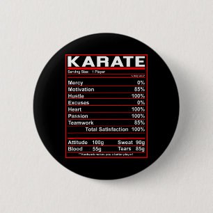 Funny Karate Nutrition Facts Fighter 6 Cm Round Badge