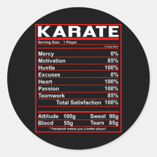 Funny Karate Nutrition Facts Fighter Classic Round Sticker