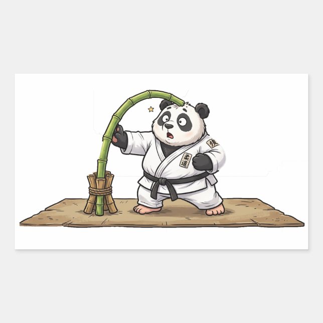 Funny Karate Panda Martial Arts Fail Rectangular Sticker (Front)