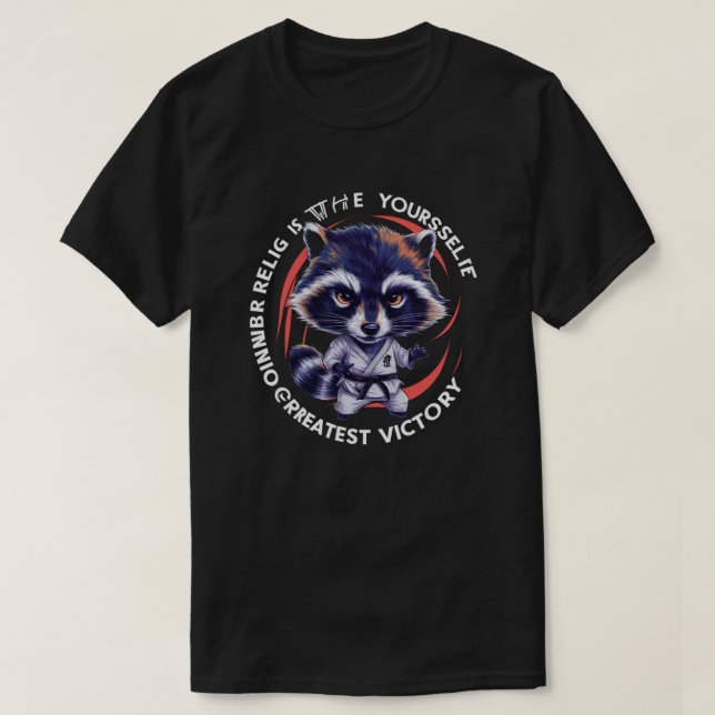 Funny Karate racoon T-Shirt (Design Front)
