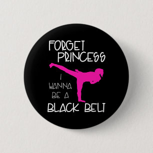 Funny Karate Shirt Girl Black Belt Martial Arts Gi 6 Cm Round Badge