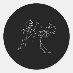 Funny Karate Stick Figure Karate Fighters Classic Round Sticker