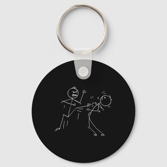 Funny Karate Stick Figure Karate Fighters  Key Ring (Front)