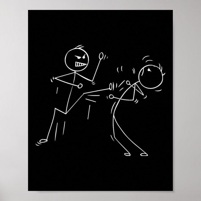 Funny Karate Stick Figure Karate Fighters  Poster (Front)