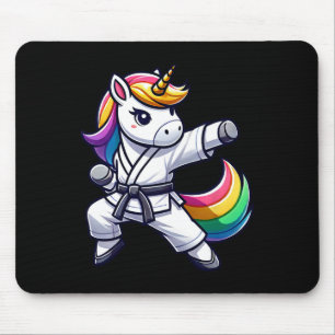 Funny Karate Unicorn Athlete Black Belt Boys Girls Mouse Pad