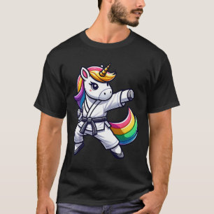 Funny Karate Unicorn Athlete Black Belt Boys Girls T-Shirt