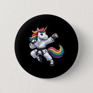 Funny Karate Unicorn Black Belt Athlete Boys Girls 6 Cm Round Badge