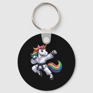 Funny Karate Unicorn Black Belt Athlete Boys Girls Key Ring
