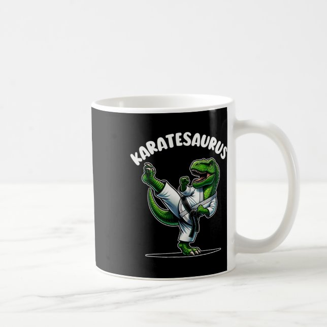 Funny Karatesaurus Dinosaur T Rex In Karate Gi Bla Coffee Mug (Right)
