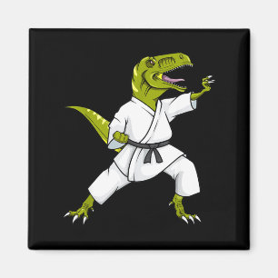 Funny Karatesaurus T-rex Dinosaur Karate Samurai D Magnet