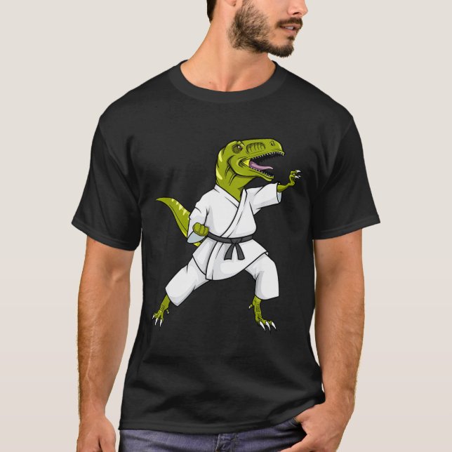 Funny Karatesaurus T-rex Dinosaur Karate Samurai D T-Shirt (Front)