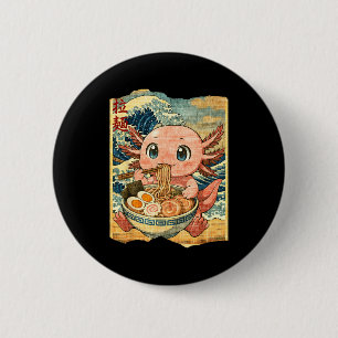 Funny Kawaii Axolotl Ramen Noodle Bowl Japanese Wa 6 Cm Round Badge