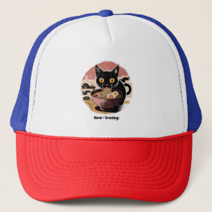 Funny Kawaii Cat Eating Ramen Noodles Cute Anime Trucker Hat