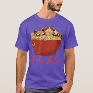 Funny Kawaii Cat Eating Ramen Noodles Japanese Foo T-Shirt