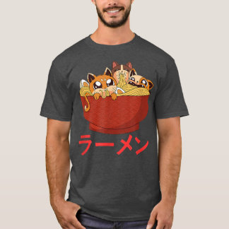 Funny Kawaii Cat Eating Ramen Noodles Japanese Foo T-Shirt