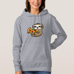 Funny Kawaii Chibi Sloth with Pizza � Cute Cartoon Hoodie
