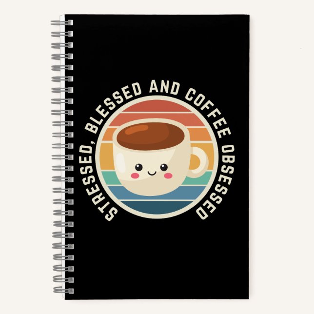 Funny Kawaii Coffee Quote Notebook (Front)