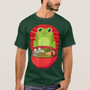 Funny Kawaii Cute Frog Eating Ramen Japanese Noodl T-Shirt