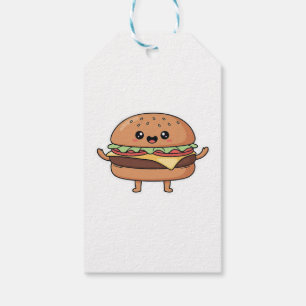 Funny Kawaii Food Doodle, Cheeseburger Gift Tags