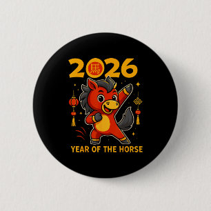 Funny Kawaii Lunar 2026 Year Of The Horse Chinese 6 Cm Round Badge