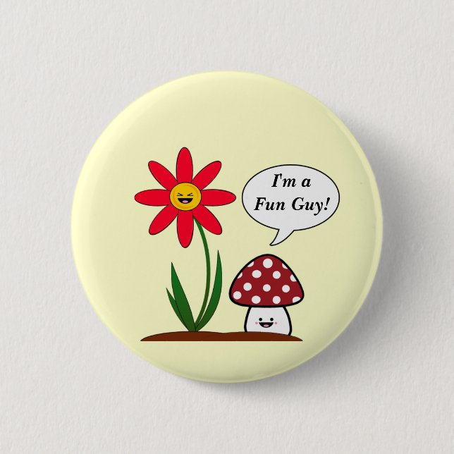 Funny Kawaii Mushroom 6 Cm Round Badge (Front)