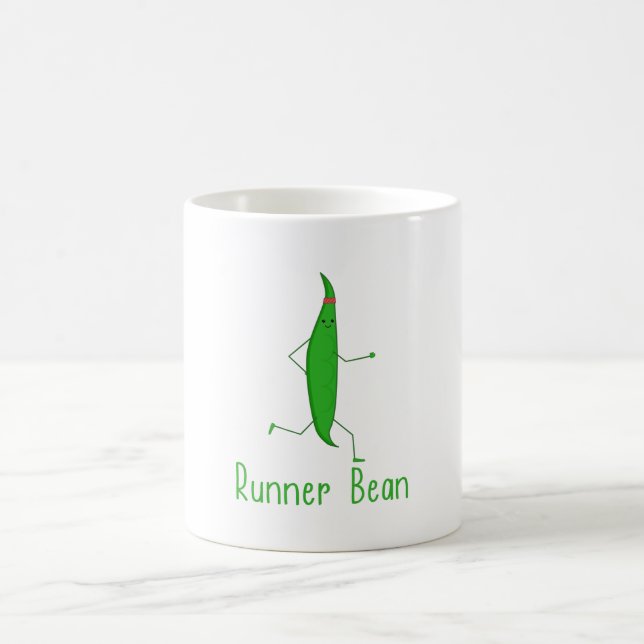 Funny Kawaii Runner Bean Graphic Running Gift Coffee Mug (Center)