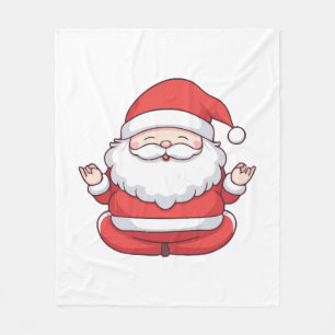 Funny Kawaii Santa Yoga Meditation Fleece Blanket