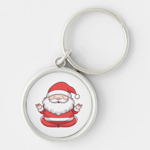 Funny Kawaii Santa Yoga Meditation Key Ring